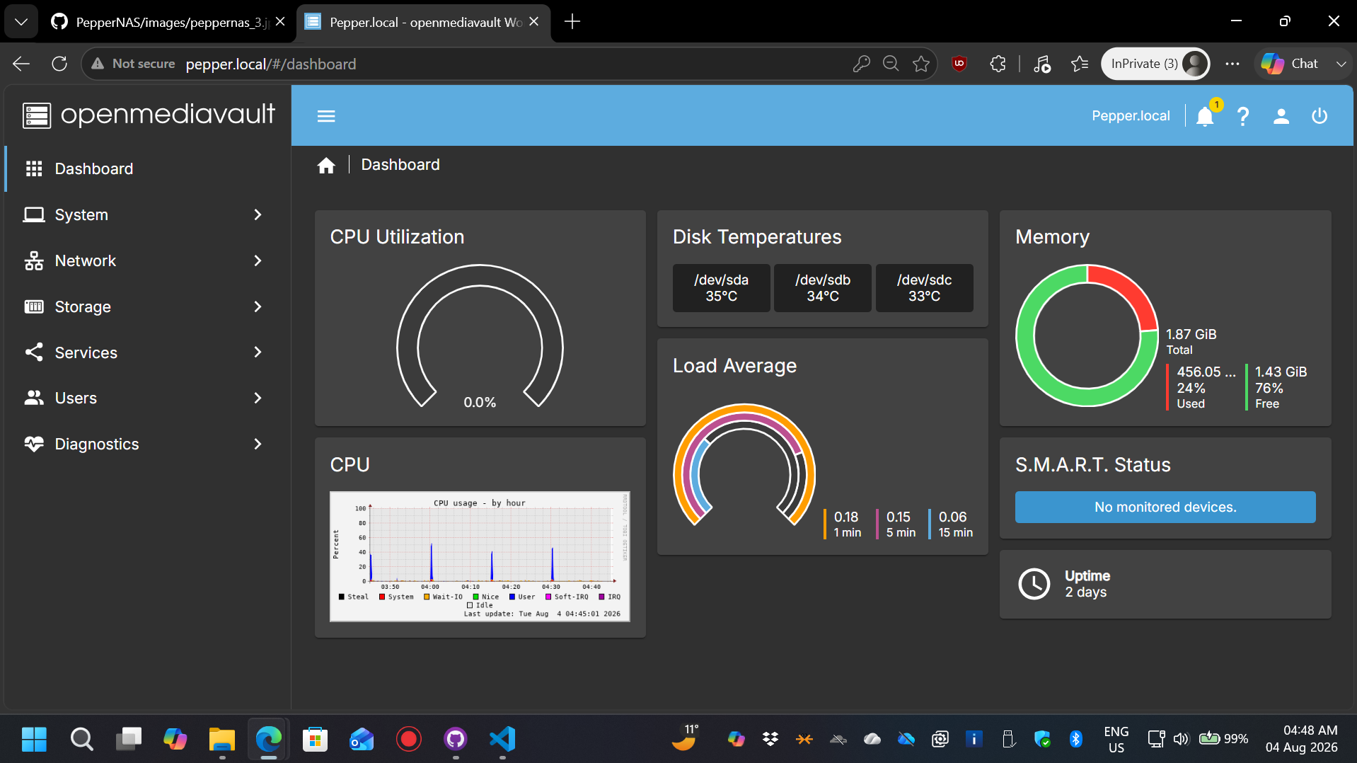 OMV Home Screen